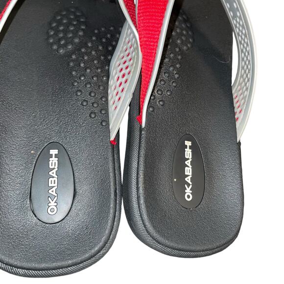 Okabashi Flip Flops Breeze Sandals M/L Red Silver Arch Support Unisex Casual - Picture 7 of 11